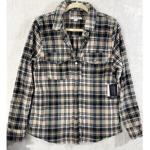 Oneill Zuma Superfleece Shacket Size S NWT Snap-Up Plaid Chest Pocket Side Pkt